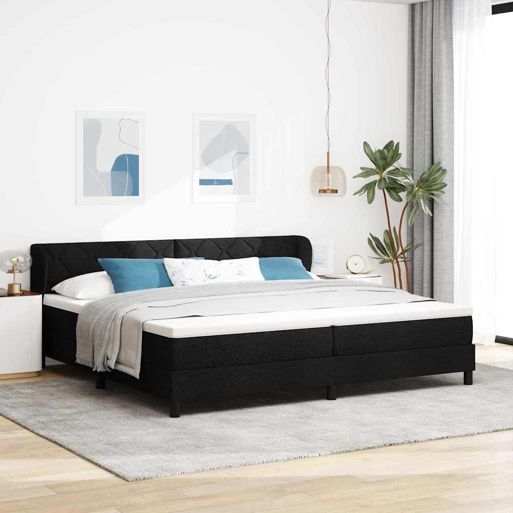 Czarne Łóżko Box Spring z Materacem, 200x200 cm, Tkanina Lumarko!