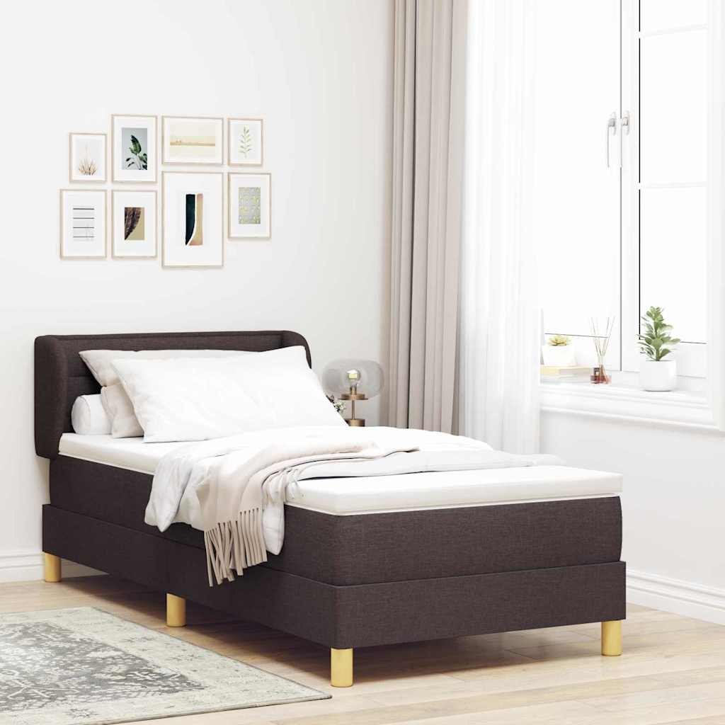 Łóżko Box Spring z materacem Ciemnobrązowe 90x200 cm Tkanina Lumarko!
