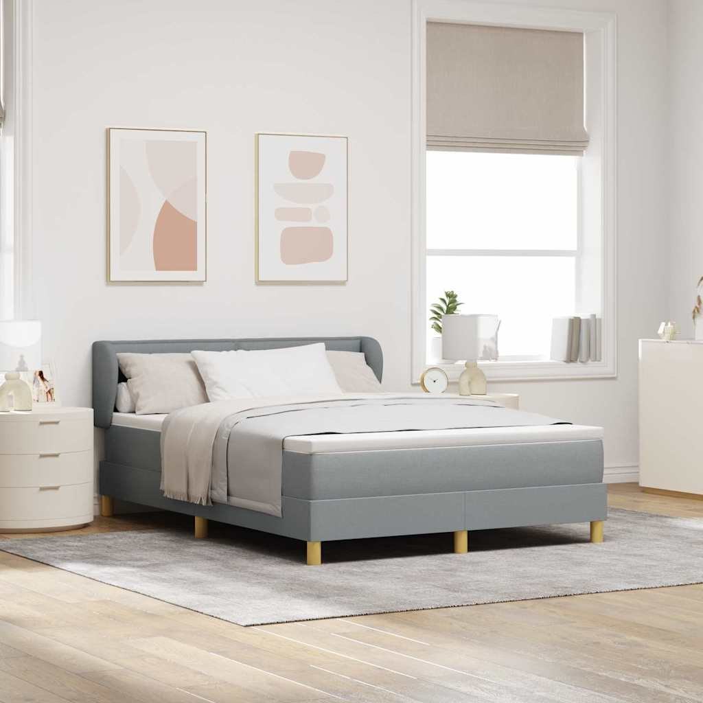 Łóżko Box Spring z Materacem Jasnoszare 140x200 cm Tkanina Lumarko!