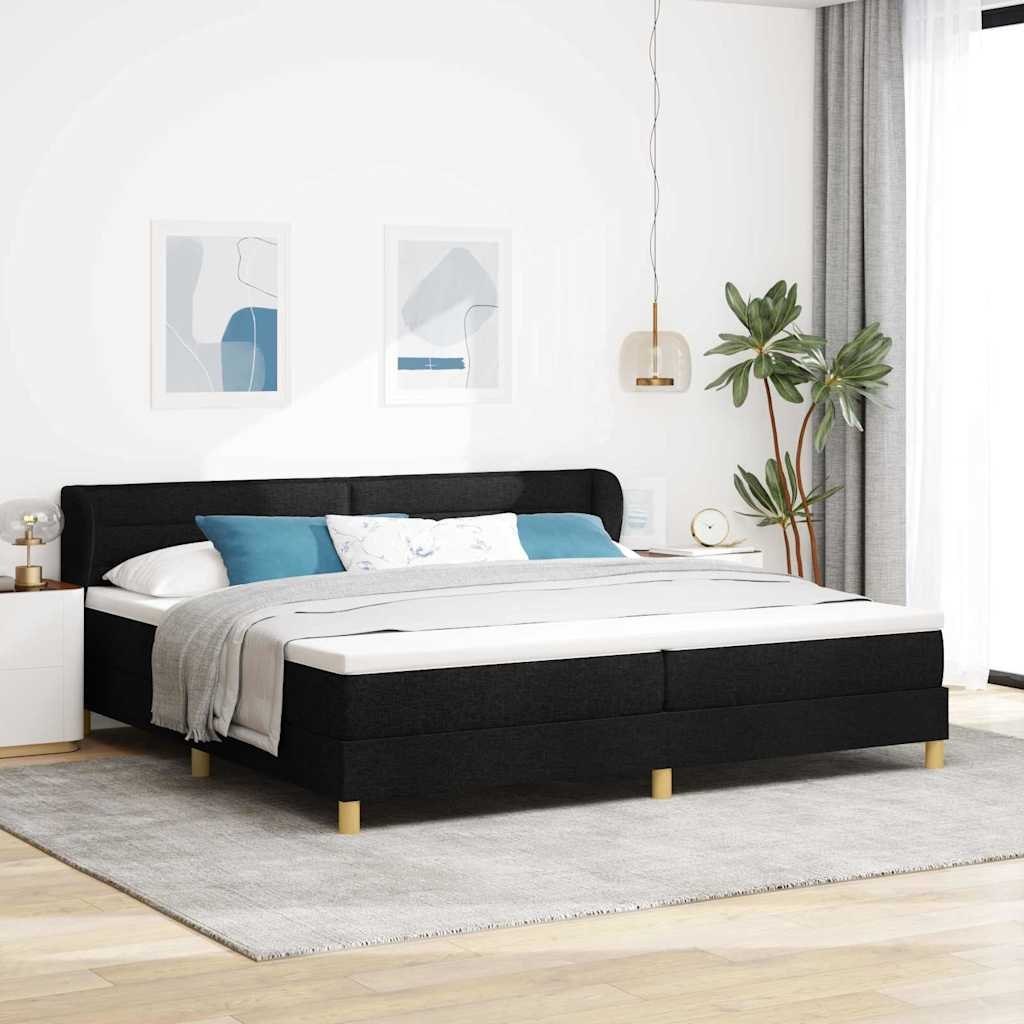 Łóżko z materacem Czarny 200x200 cm Tkanina Lumarko!