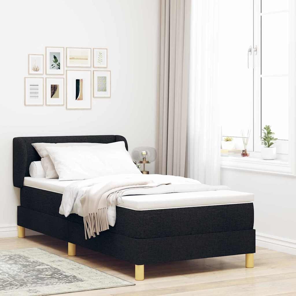 Łóżko z materacem czarne z tkaniny 100x200 cm Lumarko!
