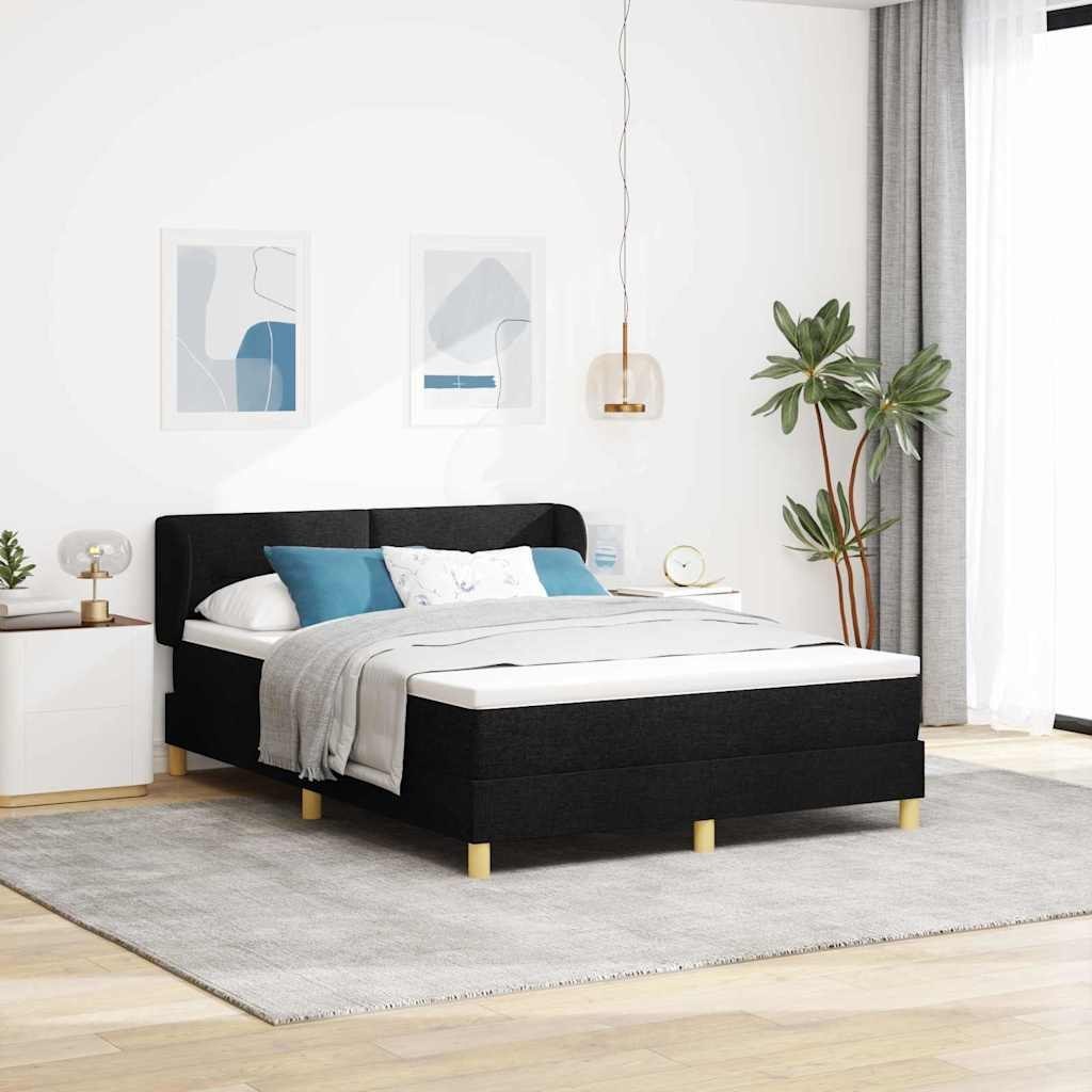 Łóżko na stelażu z materacem czarne 160x200 cm tkanina Lumarko!