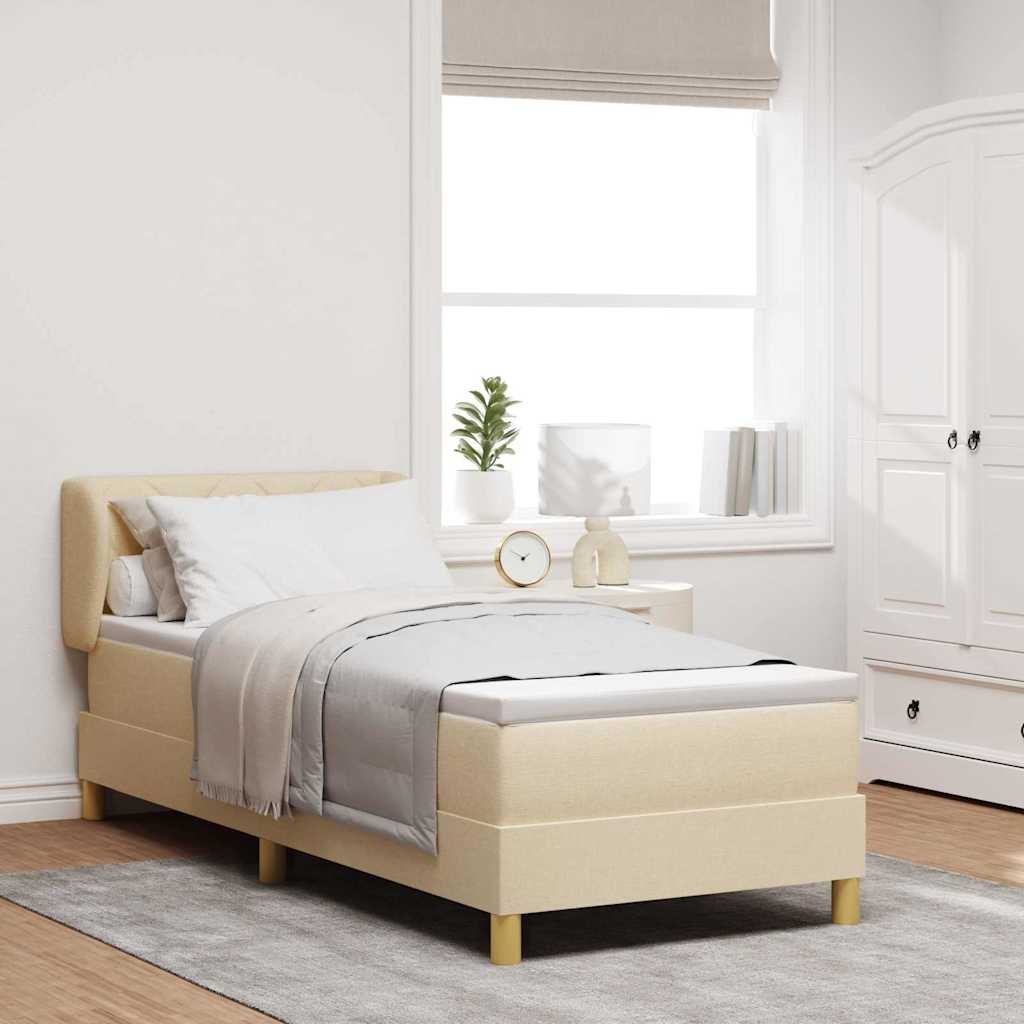 Łóżko Box Spring z materacem w kolorze kremowym - 80x200 cm Lumarko!