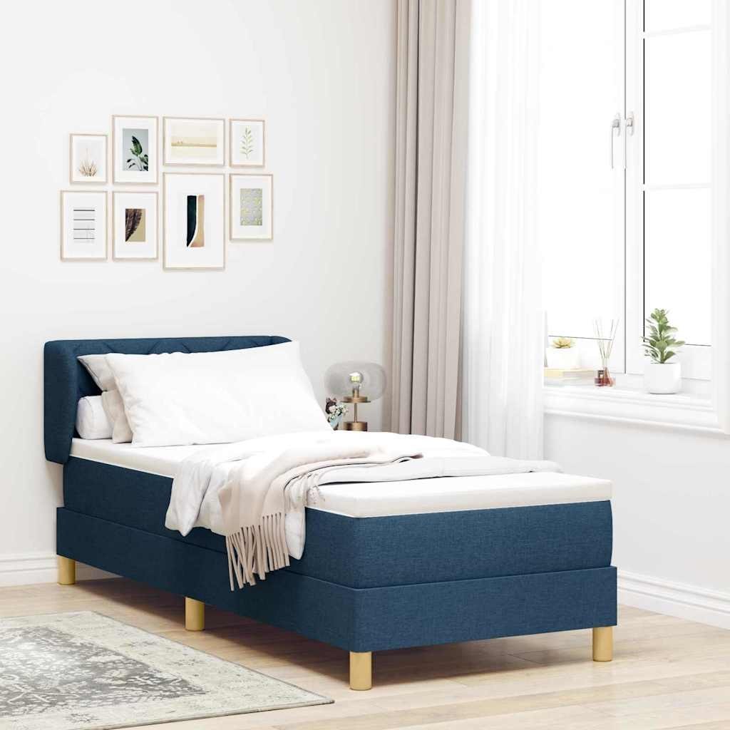 Łóżko Box Spring z materacem - Niebieskie - 80x200 cm - Tkanina Lumarko!