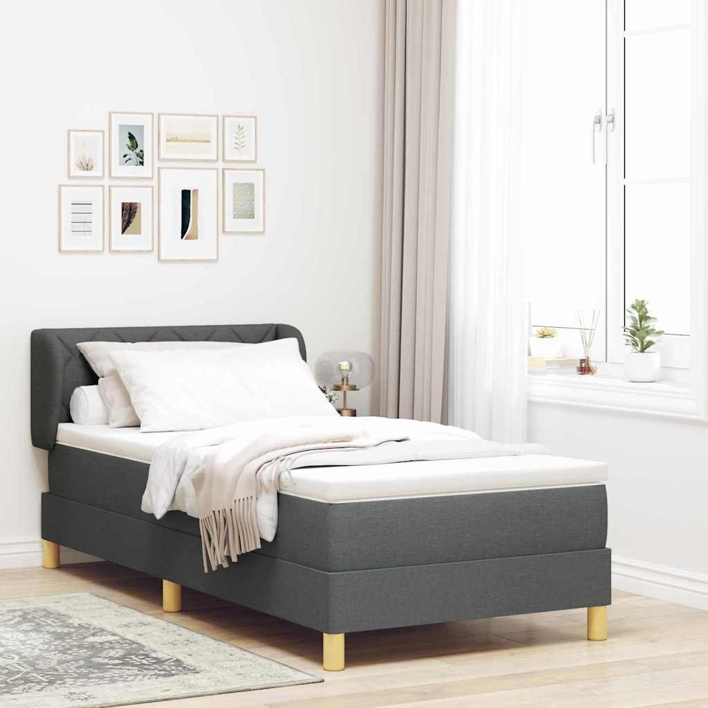 Łóżko Box Spring z materacem, ciemnoszare, 90x190 cm z materiału Lumarko!