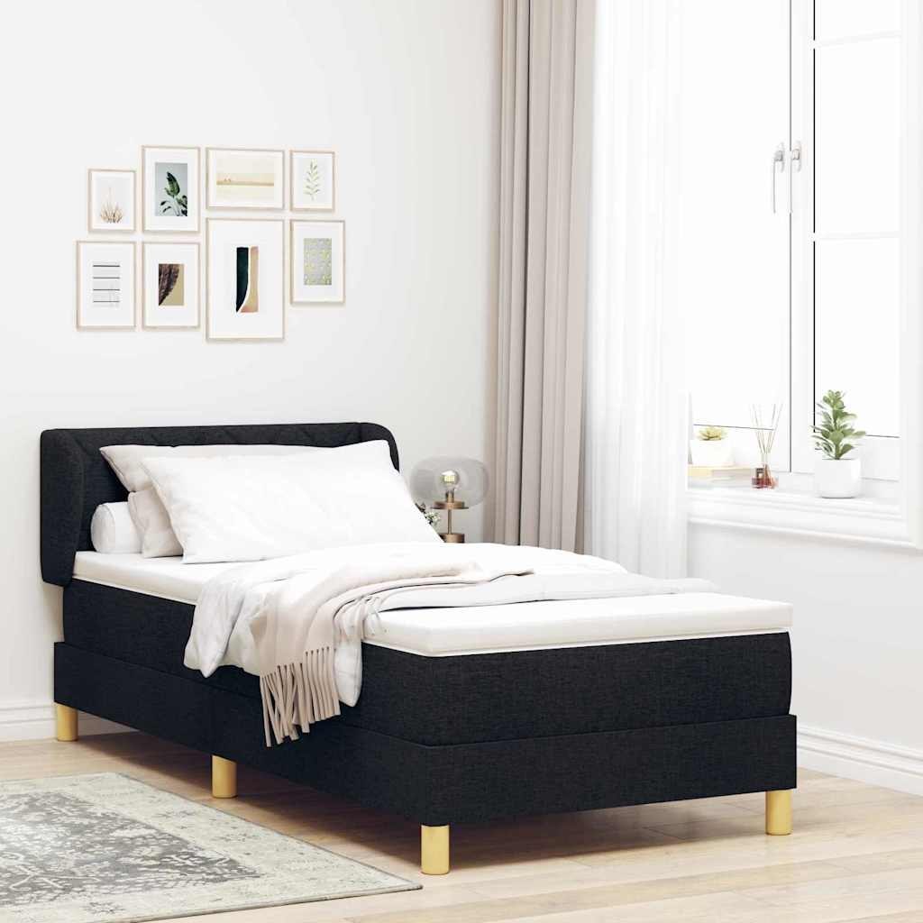 Łóżko boxspring z materacem, czarne, 90x190 cm, materiał Lumarko!