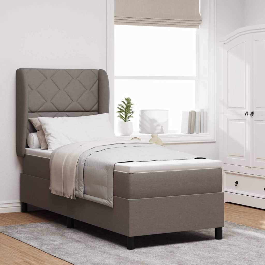 Stelaż łóżka z materacem w kolorze taupe 80x200 cm z tkaniny Lumarko!