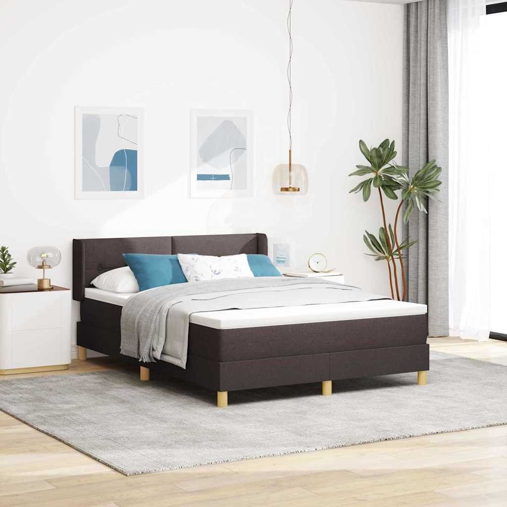 Łóżko sprężynowe Ciemnobrązowy i Biały 140 x 190 cm tkanina Lumarko!