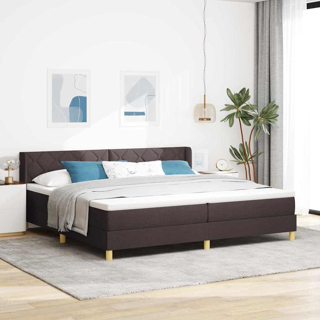 Łóżko sprężynowe Ciemnobrązowy i Biały 200 x 200 cm Tkanina Lumarko!