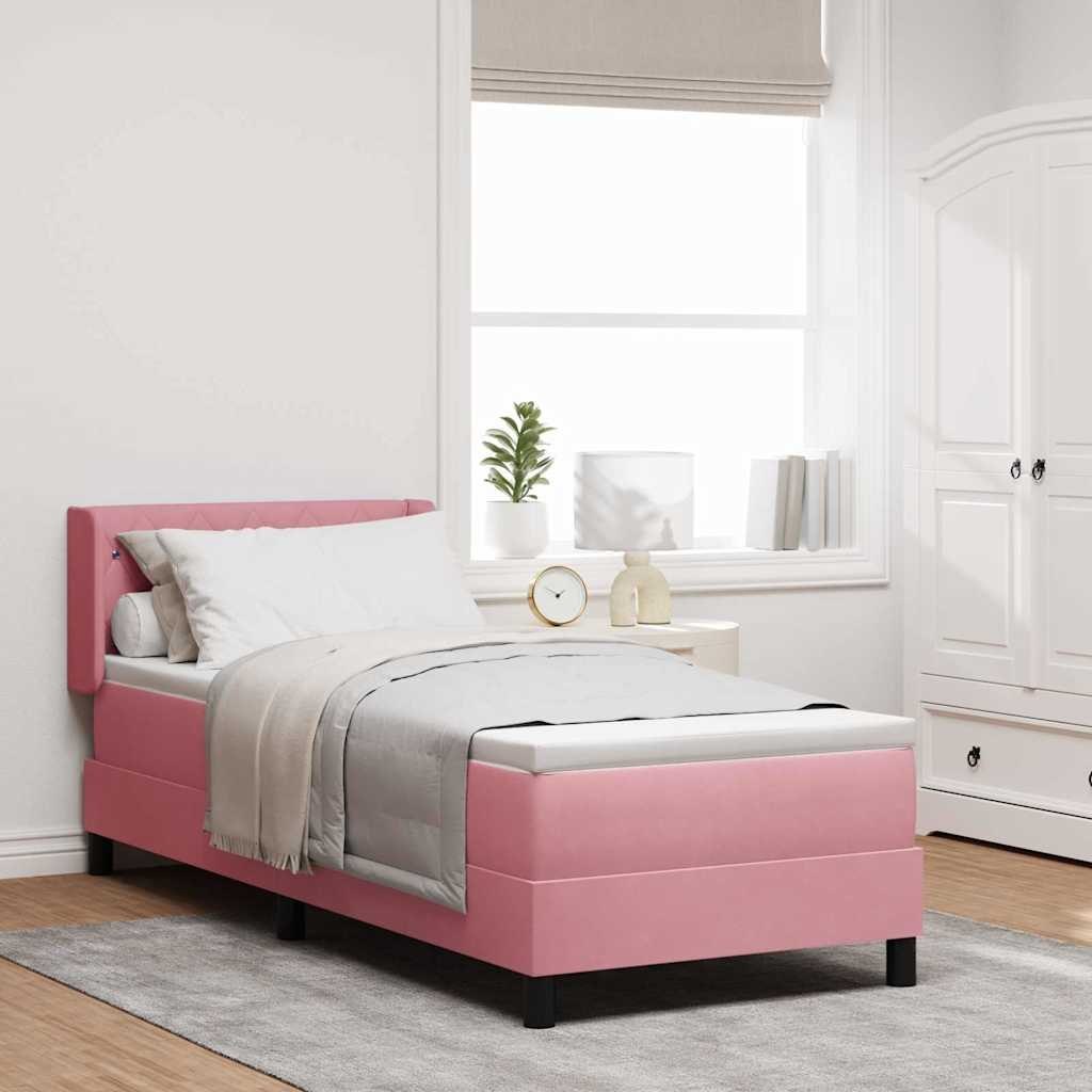 Łóżko Box Spring z Materacem Różowym 80x200 cm Aksamit Lumarko!