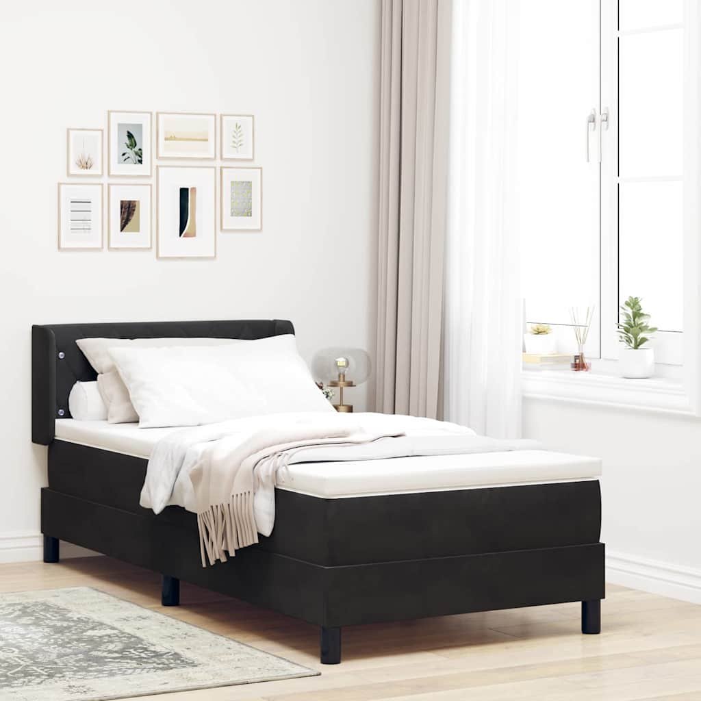 Łóżko boxspring z materacą czarne 90x190 cm z aksamitu Lumarko!
