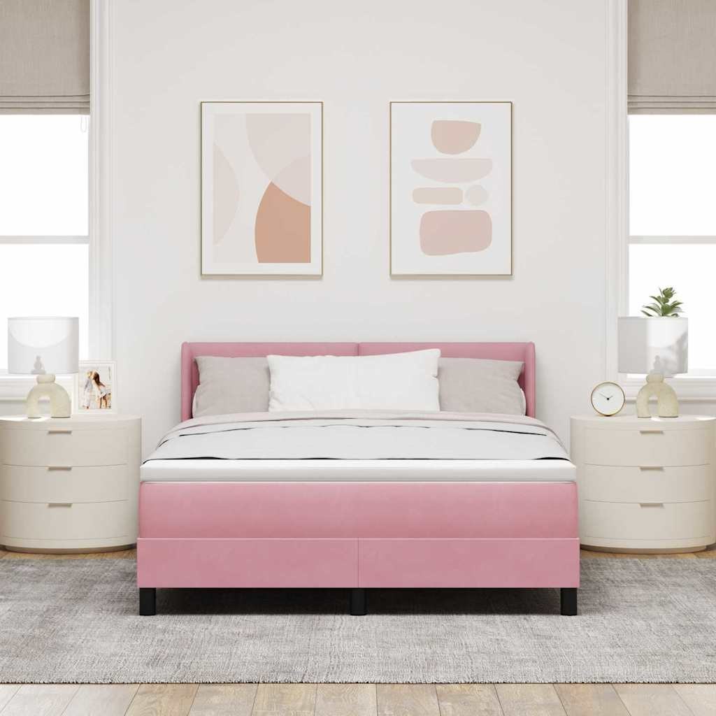 Łóżko box spring z materacem Różowe 160x200 cm Aksamit Lumarko!