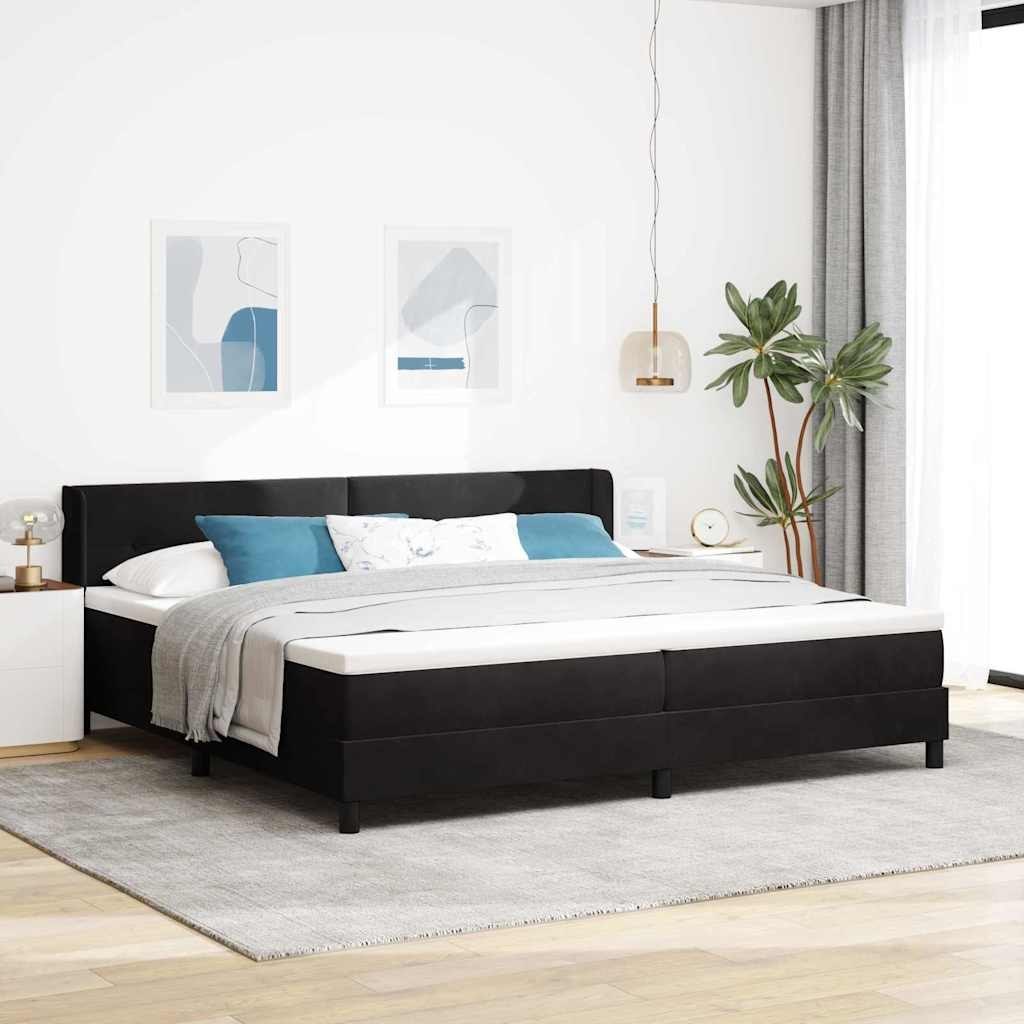 Łóżko z materacem z sprężyną, czarne 200x200 cm, aksamitne Lumarko!