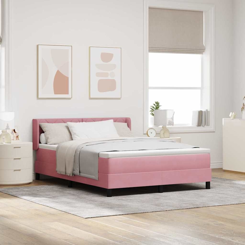 Łóżko Box Spring z materacem różowe 160x200 cm aksamit Lumarko!