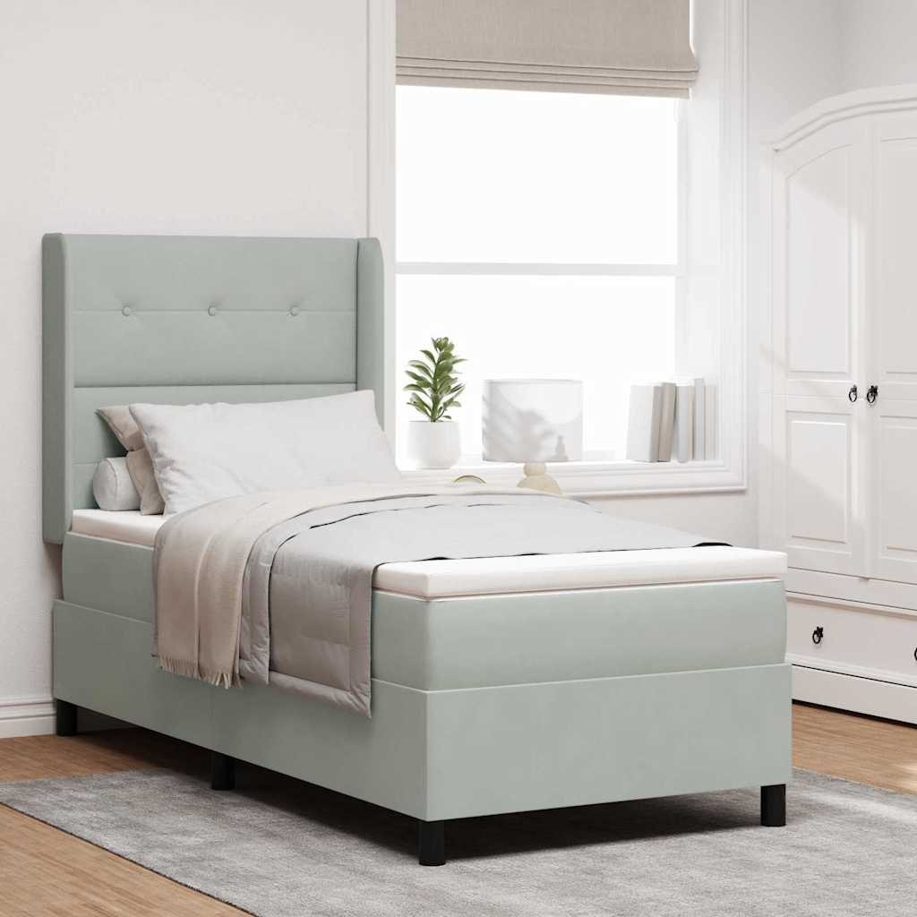 Łóżko box spring z materacem Jasnoszary 100x200 cm Aksamit Lumarko!
