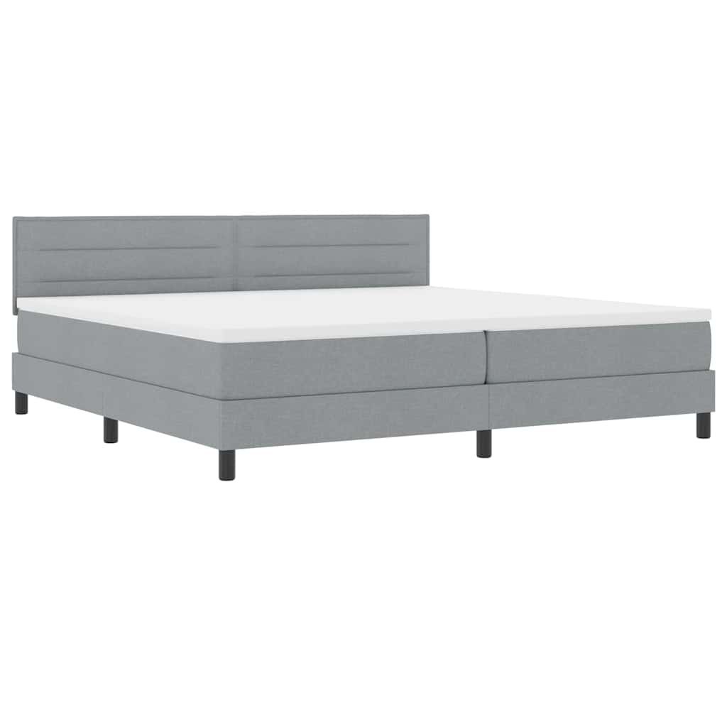 Łóżko Box Spring z materacem & LED Jasnoszare 200x200 cm Tkanina Lumarko!