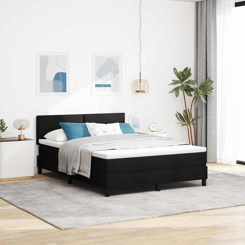 Łóżko Nawierzchniowe z Materacem i Oświetleniem LED Czarny 140x200 cm Tkanina Lumarko!