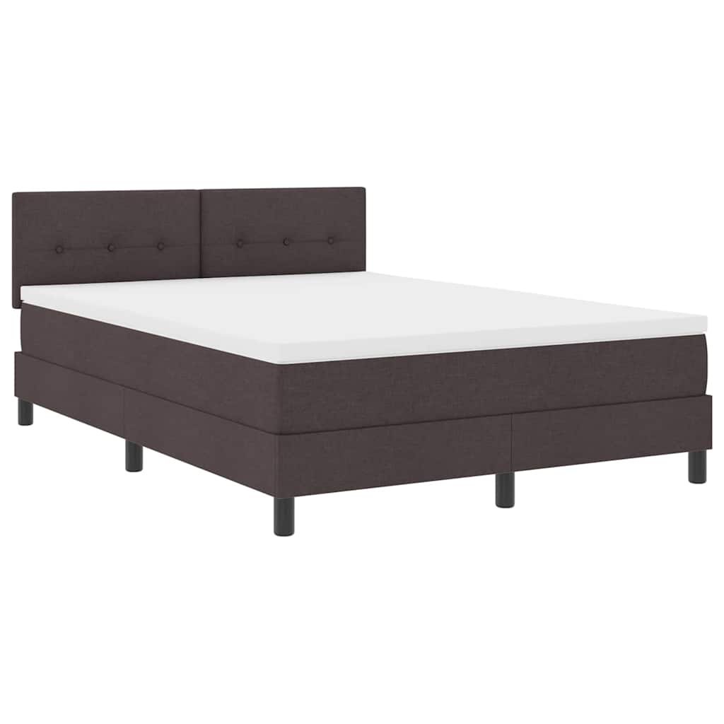 Łóżko Box Spring z materacem i LED brązowe 140x200 cm tkanina Lumarko!
