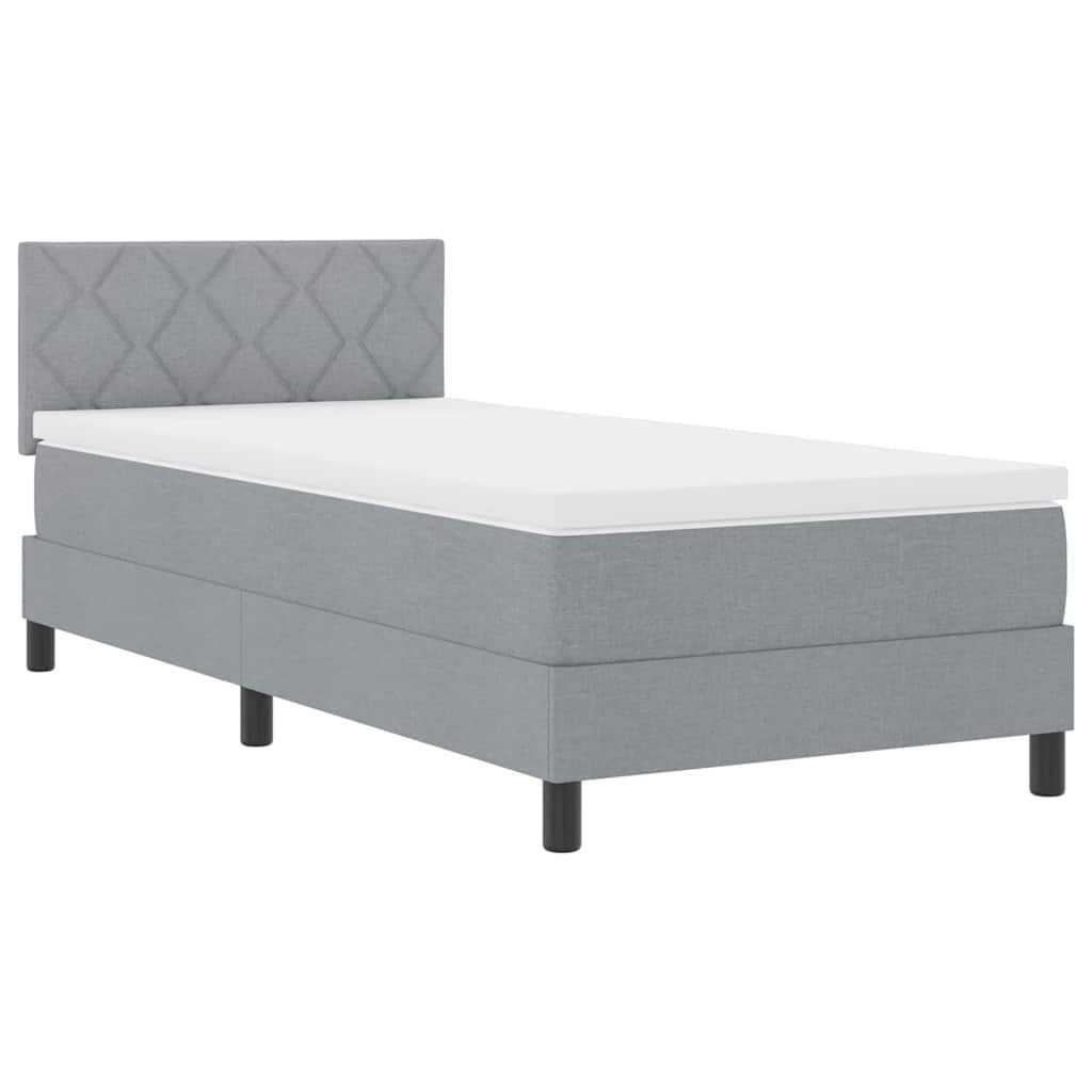 Łóżko Box Spring z Materacem & LED Jasnoszary 90x190 cm Tkanina Lumarko!