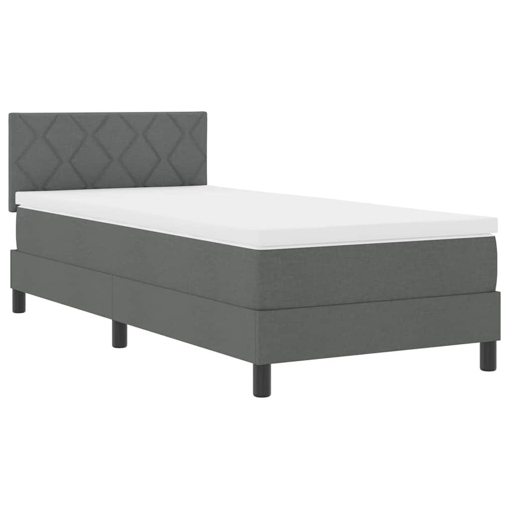 Łóżko box spring z materacem i LED ciemnoszare 90x190 cm Tkanina Lumarko!