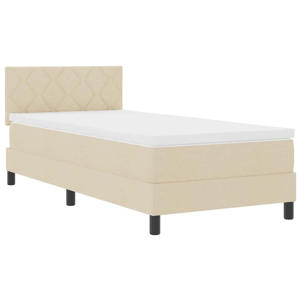 Łóżko skrzynkowe z materacem i lampką LED Beżowe 100x200 cm Tkanina Lumarko!