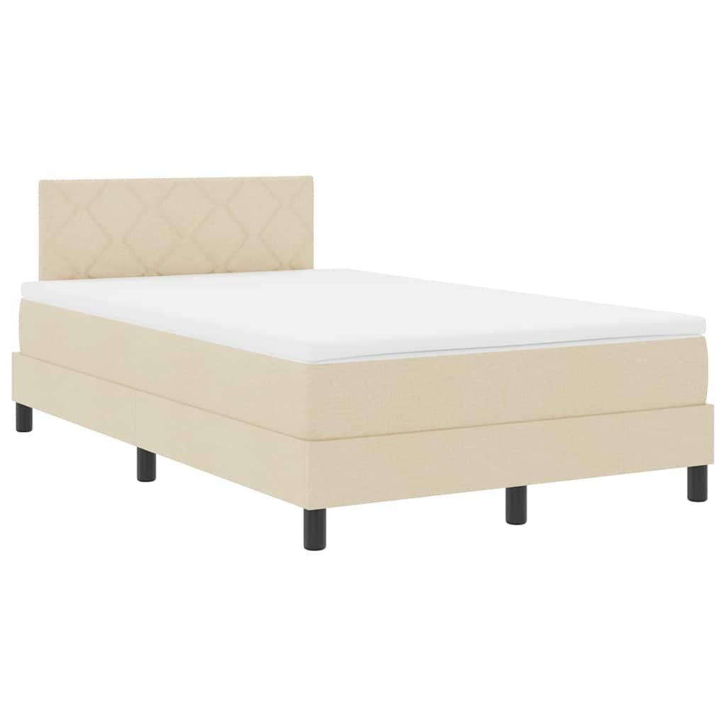 Łóżko Box Spring z Materacem i LED Beżowe 120x200 cm Tkanina Lumarko!