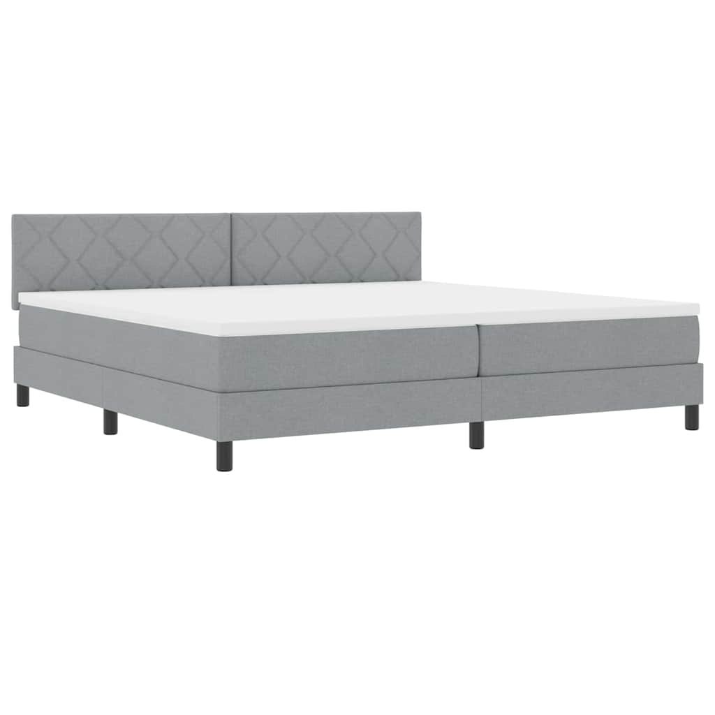 Łóżko z box spring z materacem i LED, jasnoszary, 200x200 cm, tkanina Lumarko!