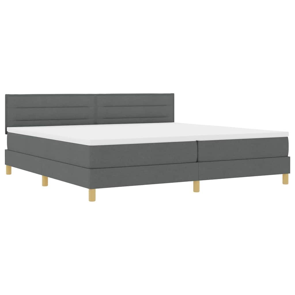 Łóżko Box Spring z materacem i LED Ciemnoszare 200x200 cm Tkanina Lumarko!