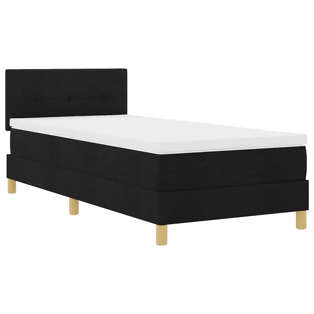 Łóżko Box Spring z materacem i LED Czarny 90x190 cm Tkanina Lumarko!