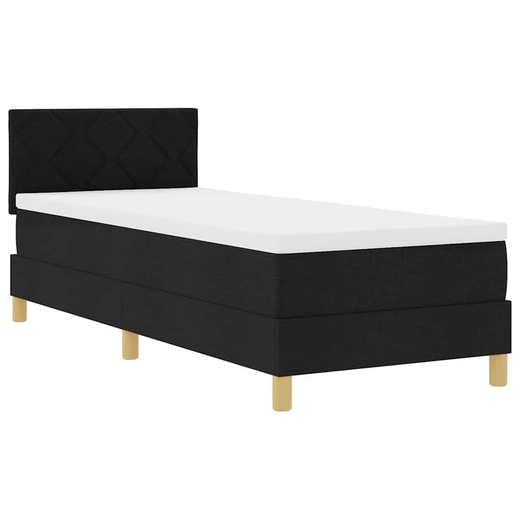 Czarne łóżko na sprężynie z materacem i LED 80x200 cm tkanina Lumarko!