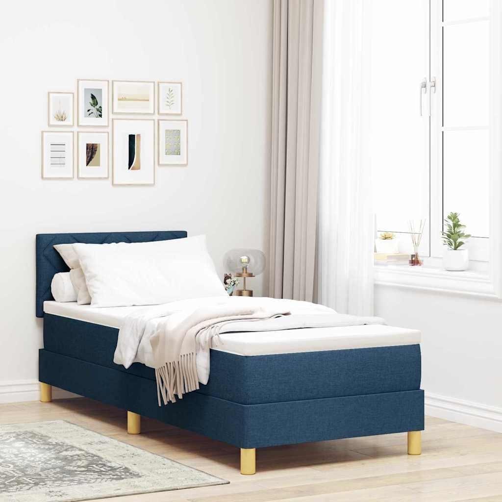 Łóżko Box Spring z materacem i LED Niebieskie 80x200 cm Tkanina Lumarko!