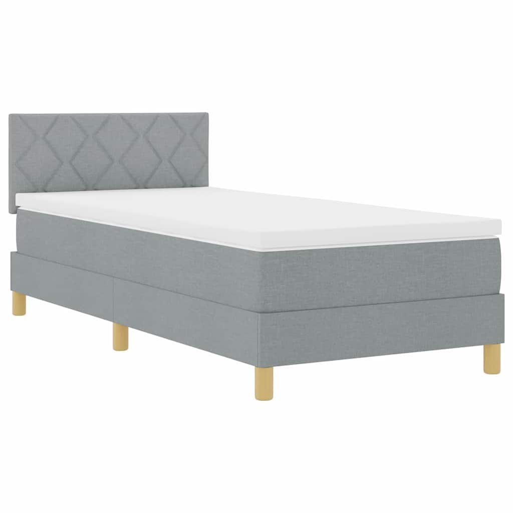 Materac sprężynowy z łóżkiem i LED jasnoszary 90x200 cm tkanina Lumarko!