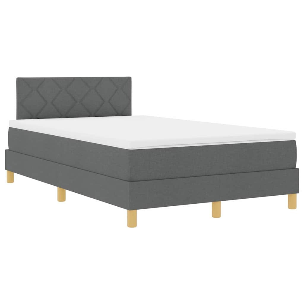 Łóżko z fundamentem i materacem oraz paskiem LED ciemnoszare 120x190 cm tkanina Lumarko!