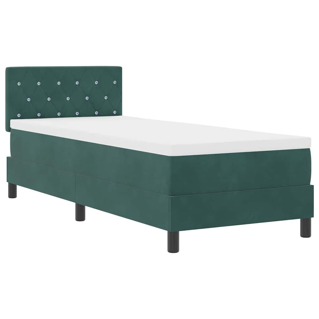 Łóżko Box Spring z materacem i LED zielone ciemne 80x200 cm aksamitne Lumarko!