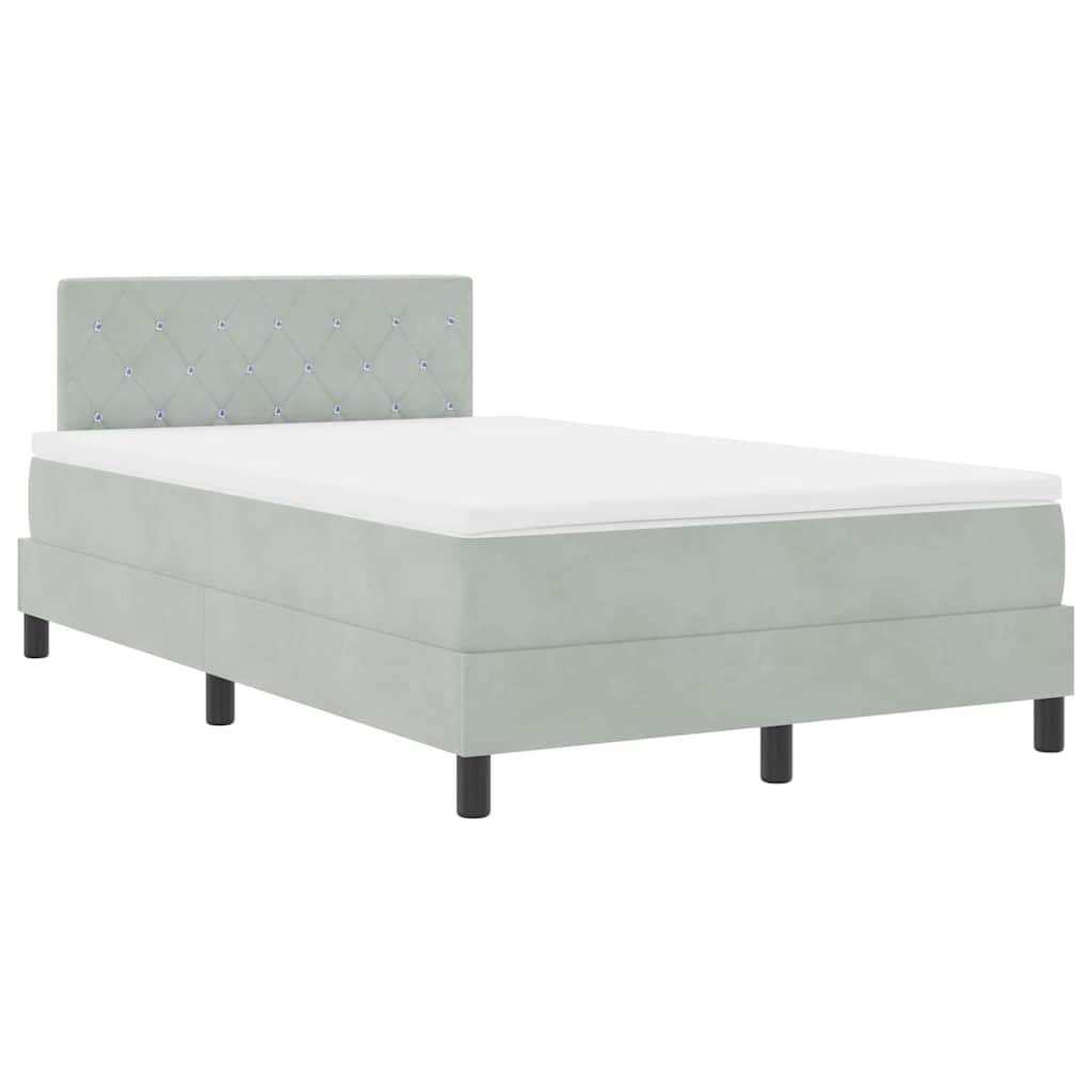 Łóżko Box Spring z materacem i LED Szary 120x200 cm Aksamit Lumarko!