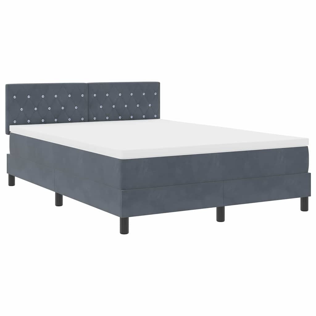 Box Spring Łóżko z materacem i LED szare 160x200 cm aksamitne Lumarko!