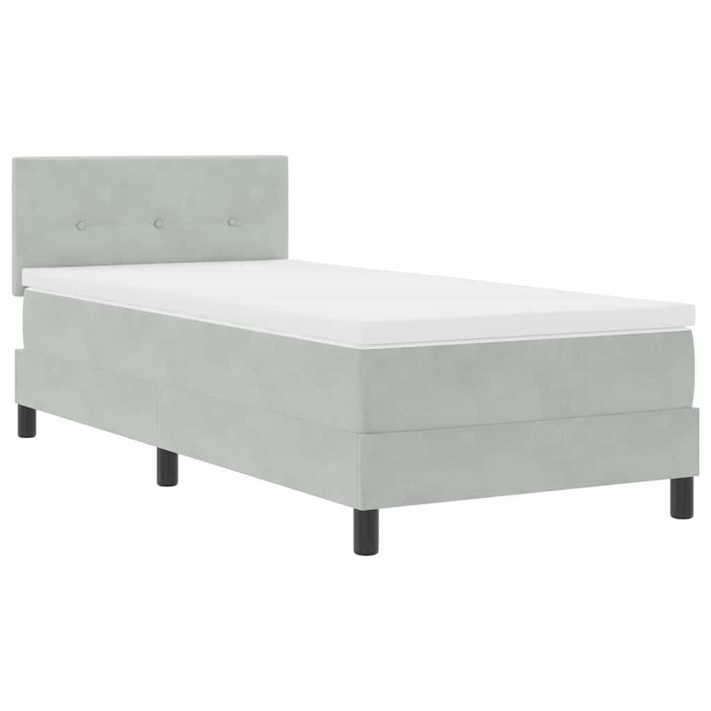 Łóżko z materacem Box Spring z LED Jasnoszary 90x190 cm Aksamit Lumarko!