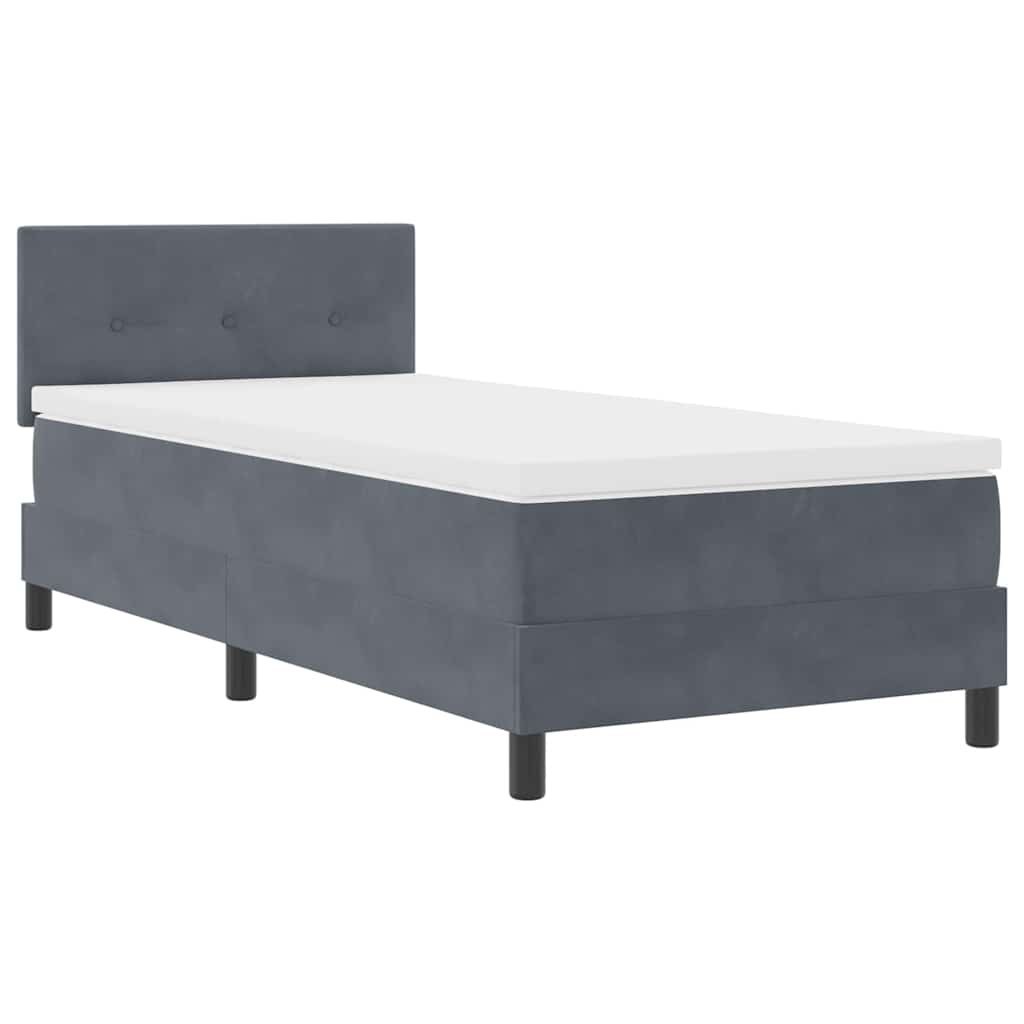 Łóżko Box Spring z materacem i LED ciemnoszare 100x200 cm aksamitne Lumarko!