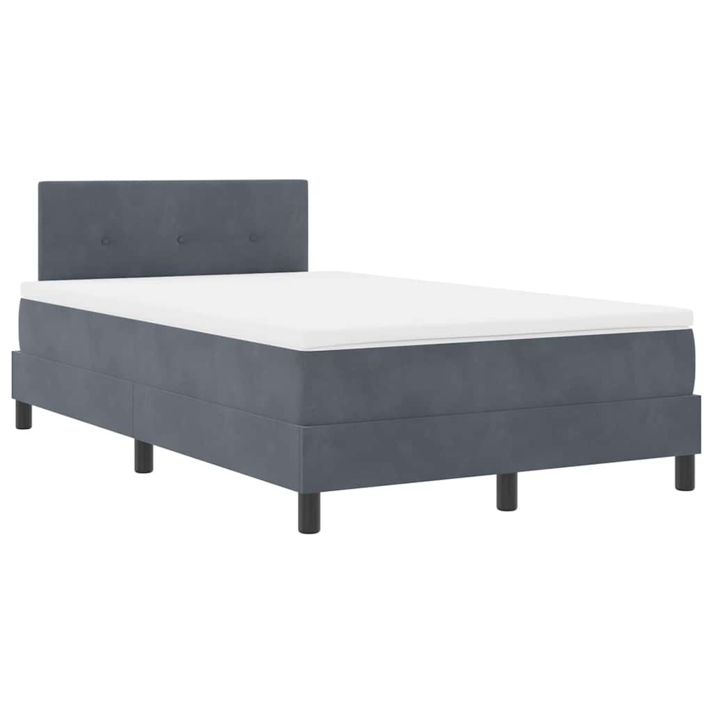 Łóżko Box Spring z materacem i LED ciemnoszare 120x200 cm aksamit Lumarko!