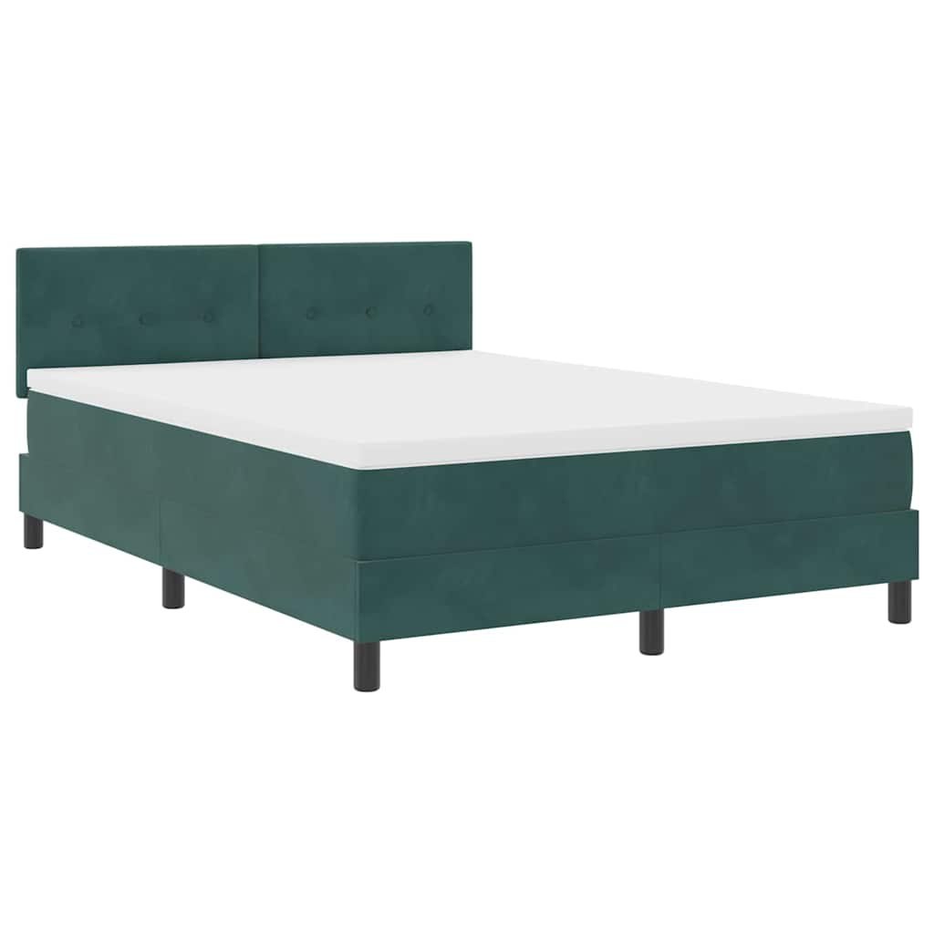 Łóżko typu box spring z materacem i LED ciemna zieleń 140x200 cm aksamit Lumarko!