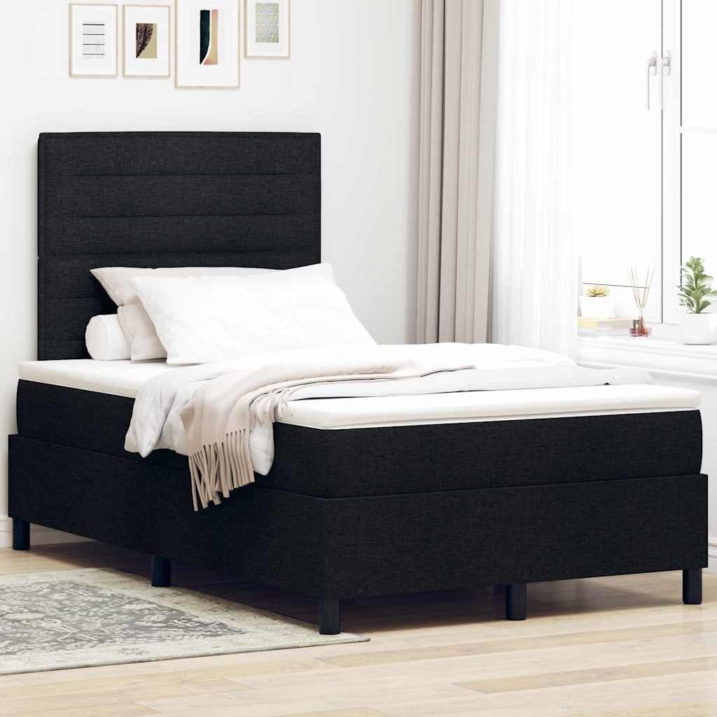 Łóżko sprężynowe z materacem i LED - Czarny 120x190 cm Tkanina Lumarko!