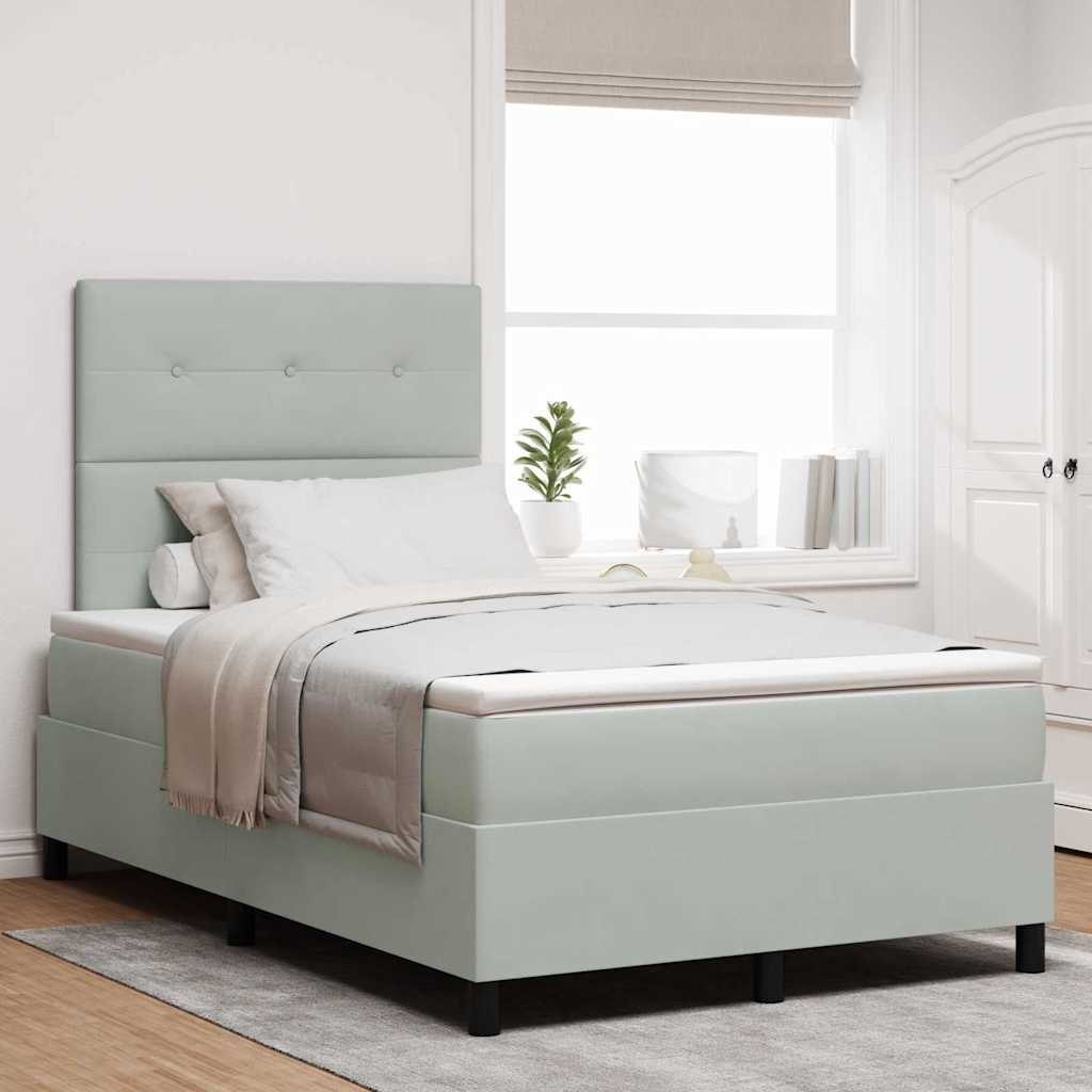 Łóżko Box Spring z materacem i LED Szary Jasny 120x200 cm Aksamit Lumarko!