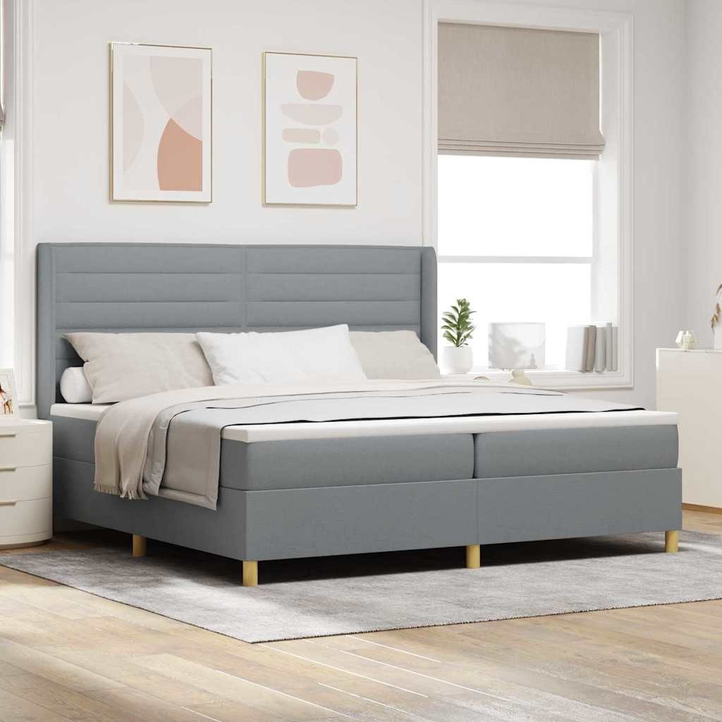 Łóżko Box Spring z materacem i LED w kolorze szarym 200x200 cm Lumarko!