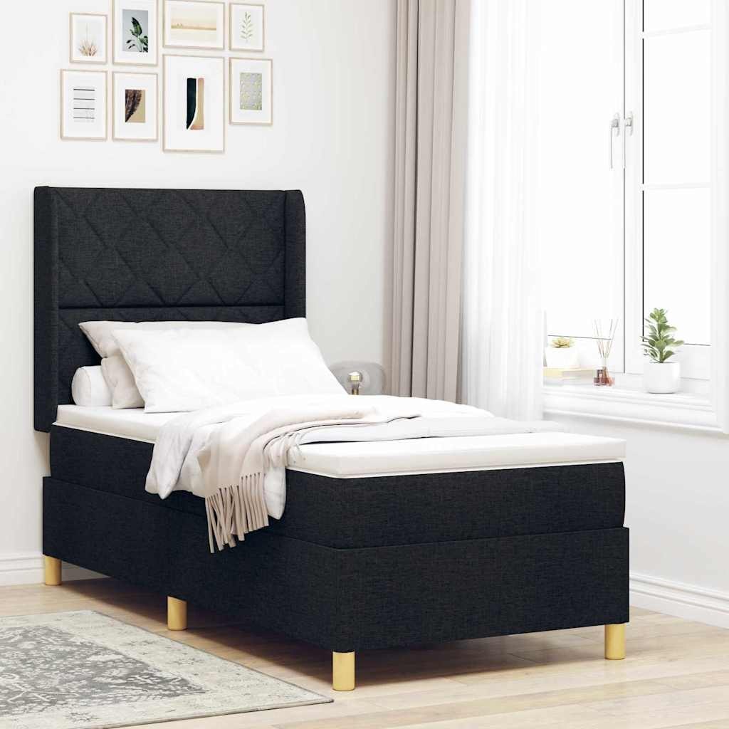 Łóżko z materacem i podświetleniem LED czarne 100x200 cm tkanina Lumarko!