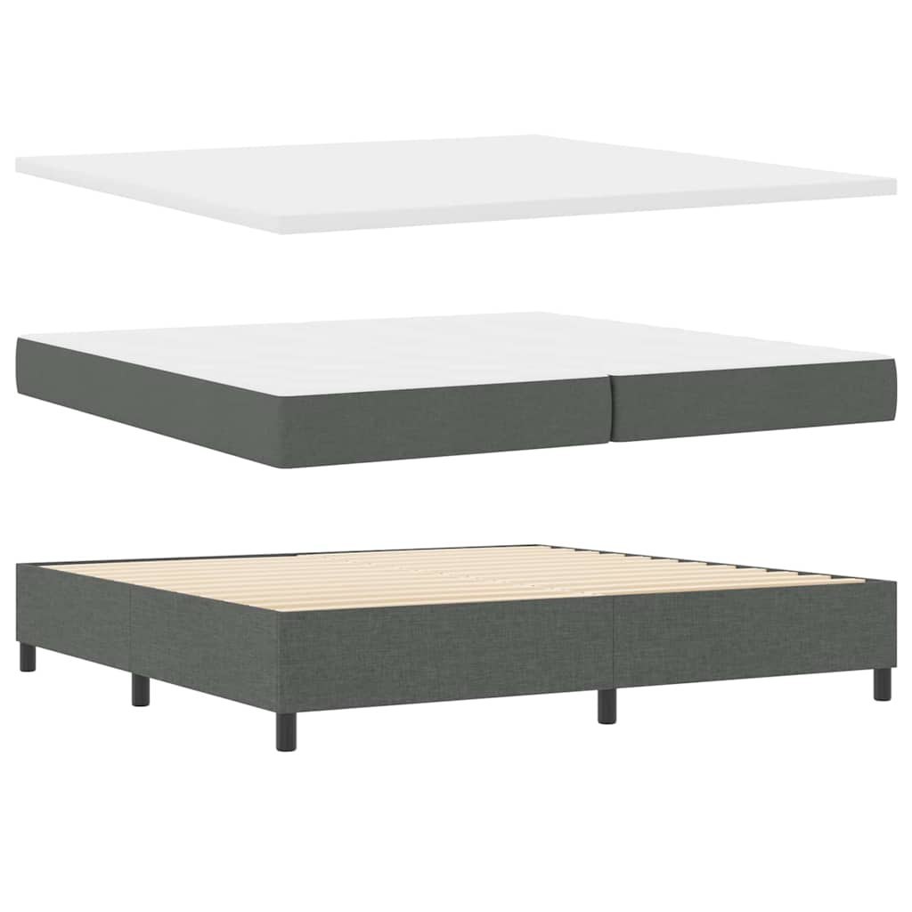 Łóżko box spring z materacem i ławką ciemnoszare 200x200 cm tkanina Lumarko!