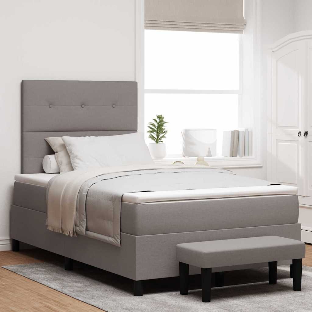 Łóżko Box Spring z materacem i ławką Taupe 120x200 cm Tkanina Lumarko!