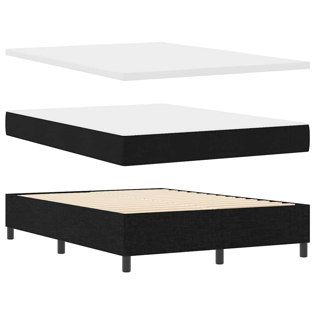 Łóżko box spring z materacem i ławą, czarne, 160x200 cm, tkanina Lumarko!