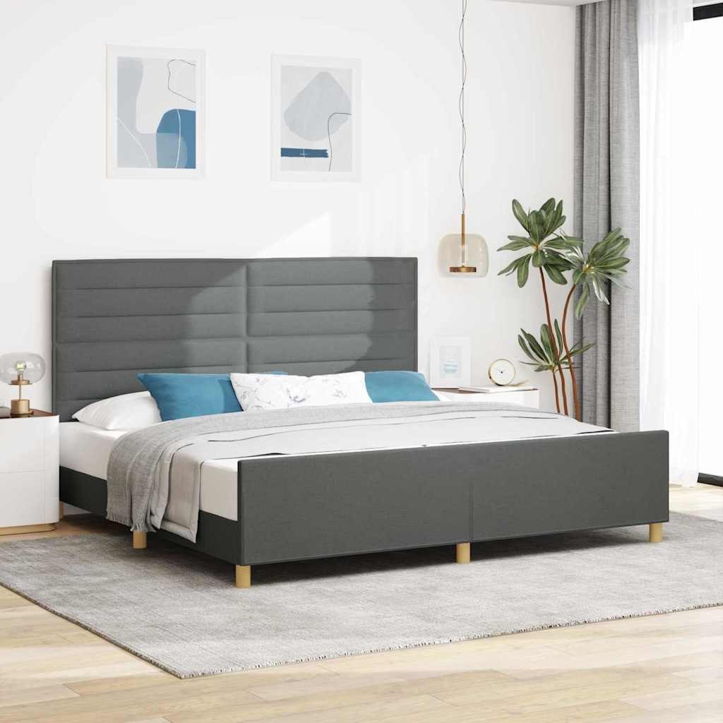 Łóżko z szarego materiału 200x200 cm Lumarko!
