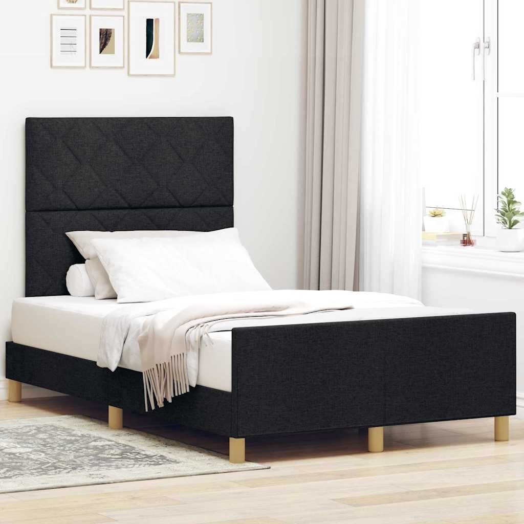 Czarna Rama Łóżka z Tkaniny 120x200 cm Lumarko!