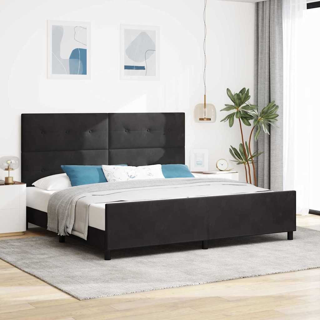 Rama łóżka Czarne 200x200 cm Aksamit Lumarko!